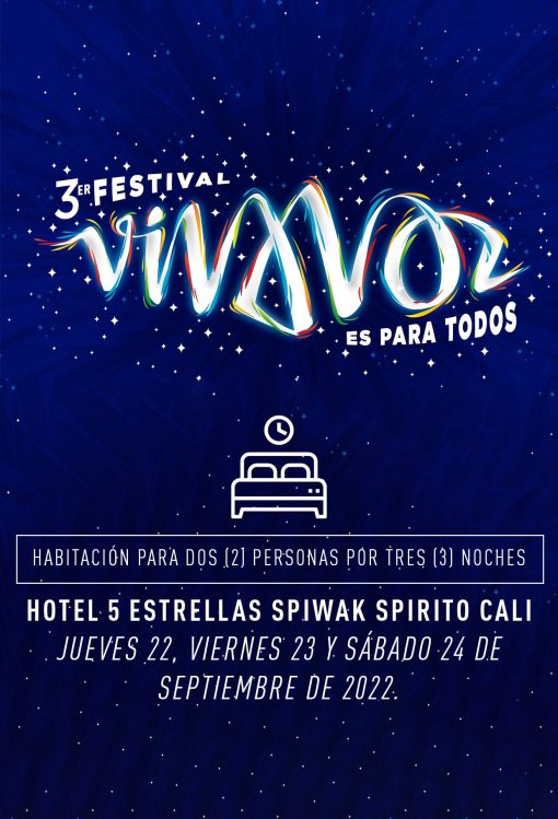 3 noches de habitación en el Hotel 5 estrellas Spiwak Spirito Cali para dos personas.