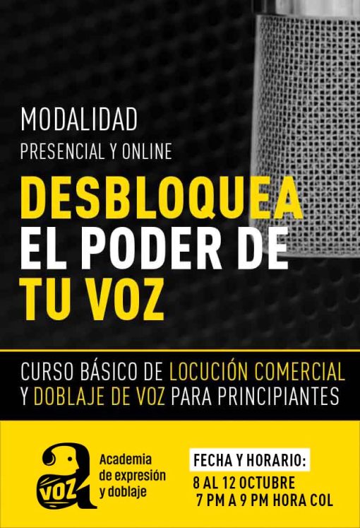CURSO CORTO - DESBLOQUEA EL PODER DE TU VOZ - 8 al 12 octubre