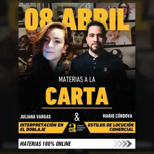 Materias a la carta: Estilos de Locución Comercial y Estilos de Doblaje